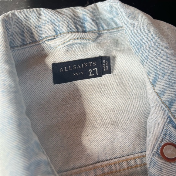 Women's all saints Denim and Pink Sleeve Jacket size small and xsmall - Picture 2 of 5